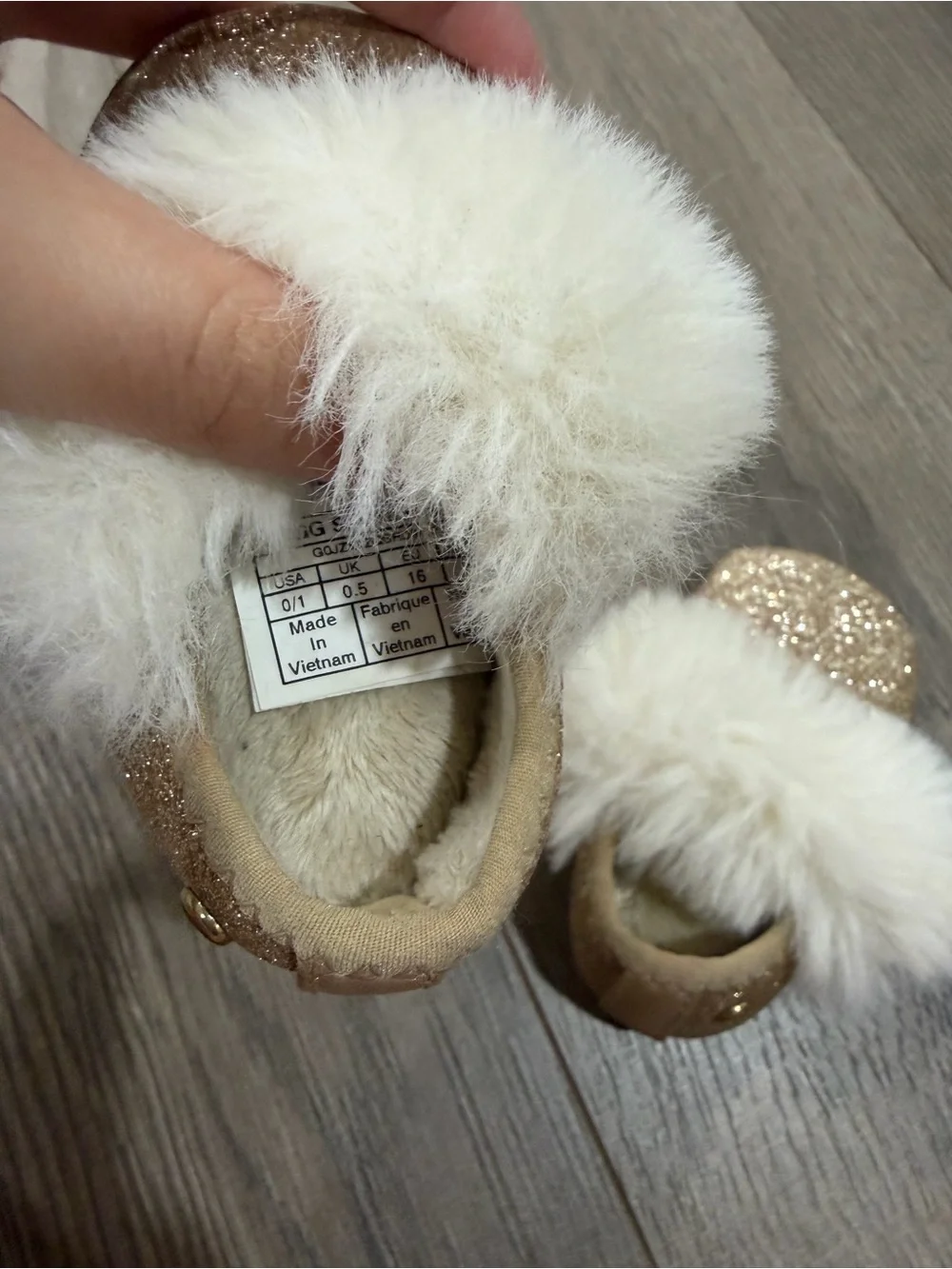UGG Baby Glitter Slip-On Slippers with Cream Faux-Fur